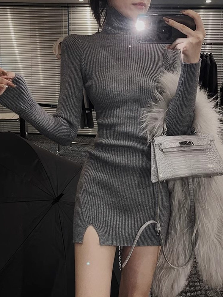 Women Bodycon Mini Knit Dress  - Bodycon Long Sleeve Ribbed Dress recension och pris