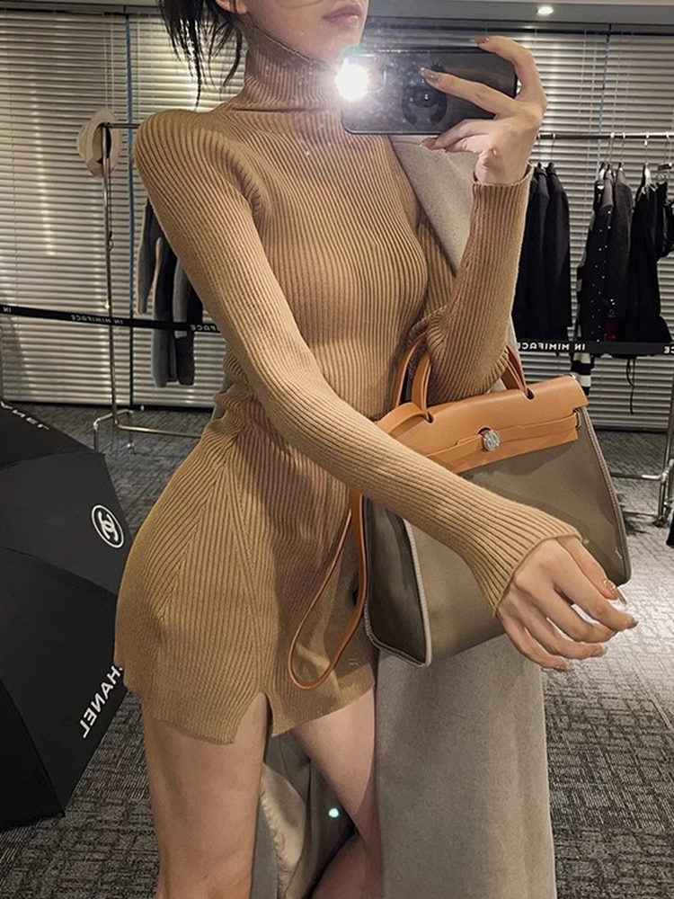Women Bodycon Mini Knit Dress  - Bodycon Long Sleeve Ribbed Dress recension och pris