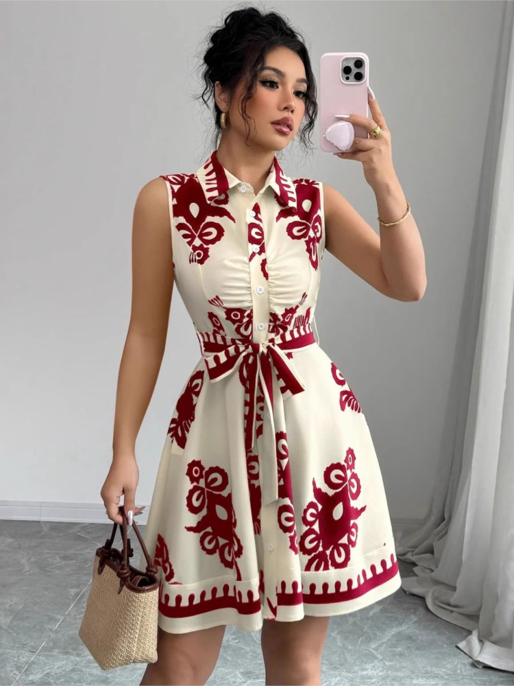 Summer New Fashion Casual Dres - French Vintage Floral Midi Dress recension och pris