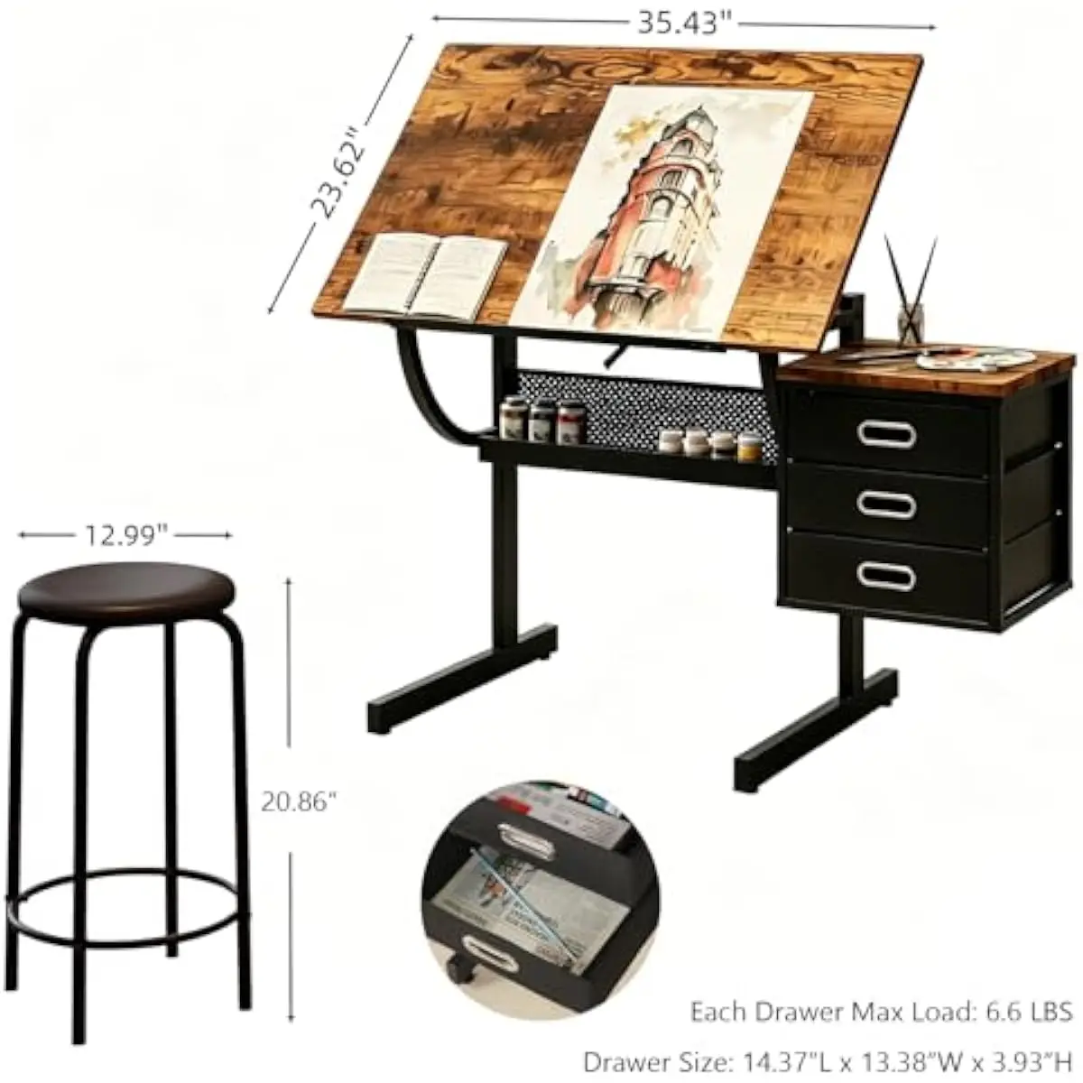 Drafting Desk with Adjustable  - Tops recension och pris