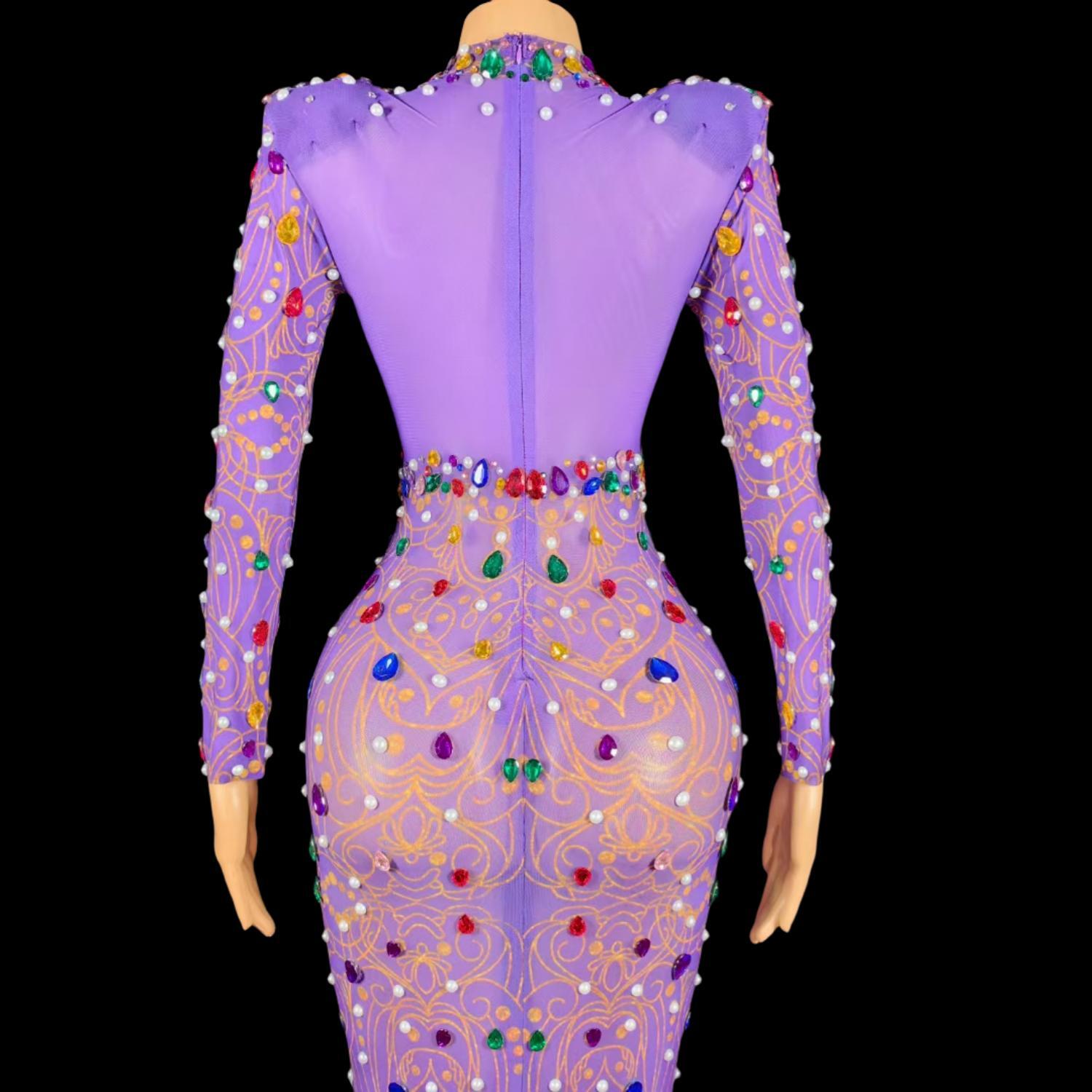 Sparkly Rhinestones Purple Mer - Sparkly Rhinestone Club Party Dress recension och pris