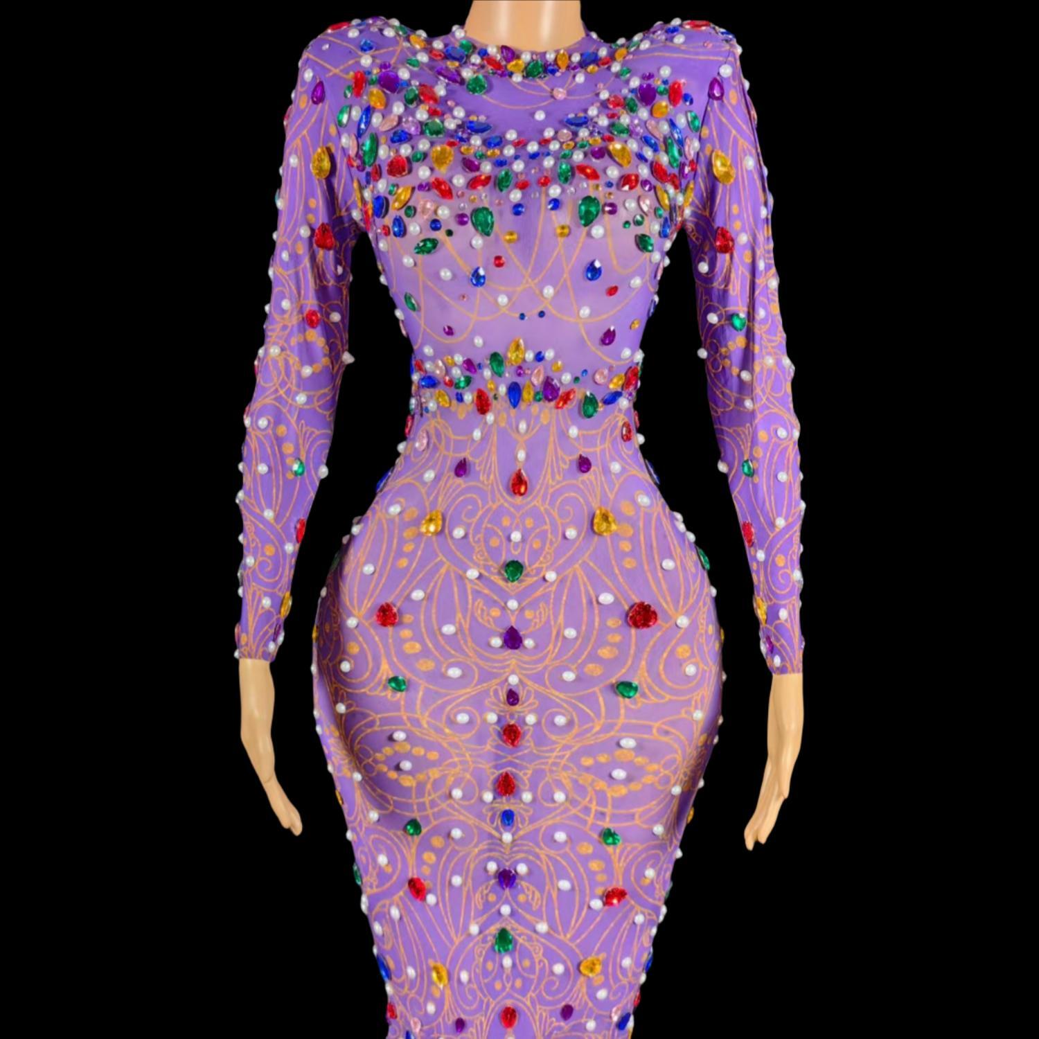Sparkly Rhinestones Purple Mer - Sparkly Rhinestone Club Party Dress recension och pris