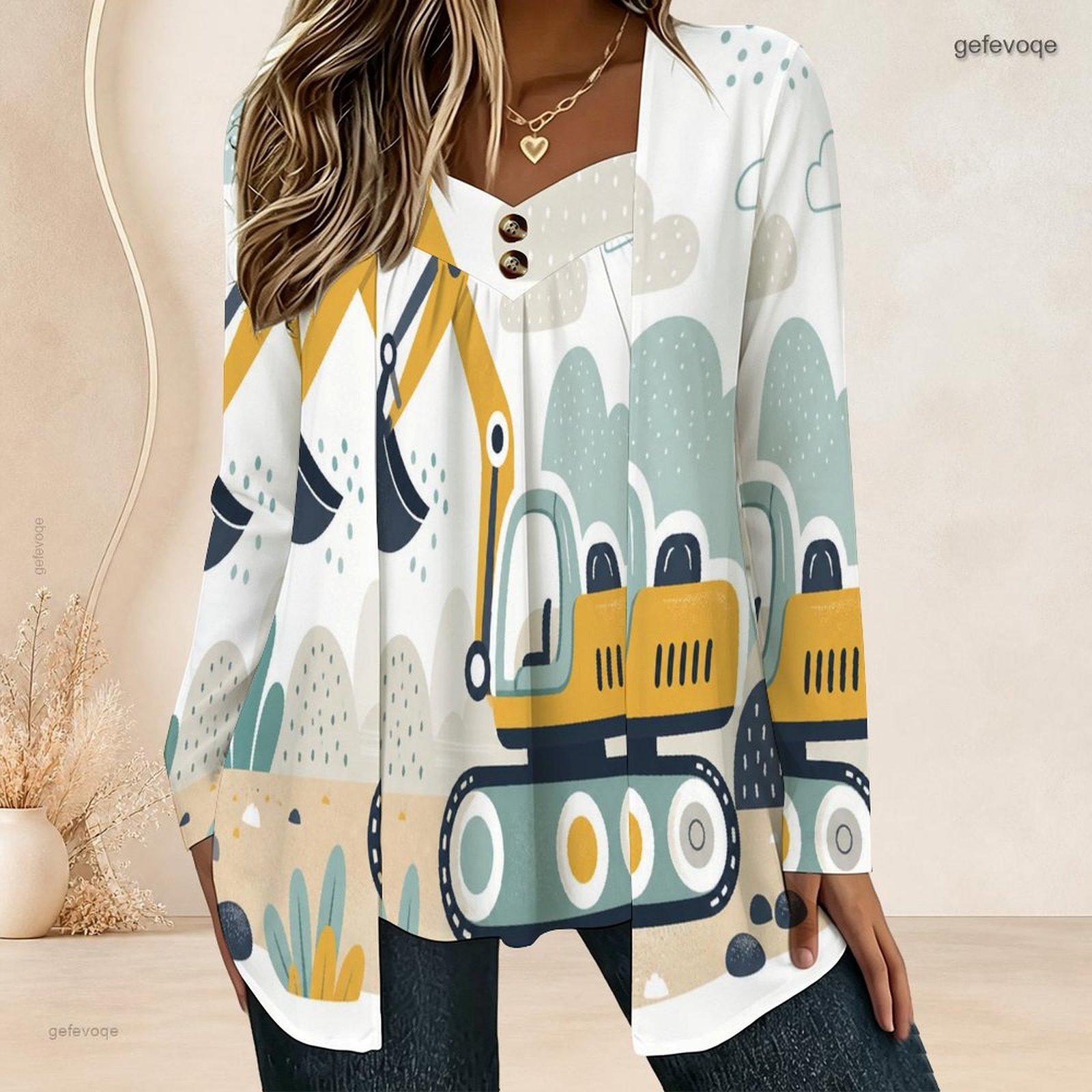 Women Fake Two Piece Long Slee - Blouses recension och pris