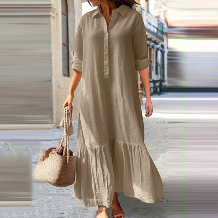 2025 Women's Linen Shirt Dress - Casual Loose Linen Shirt Dress recension och pris