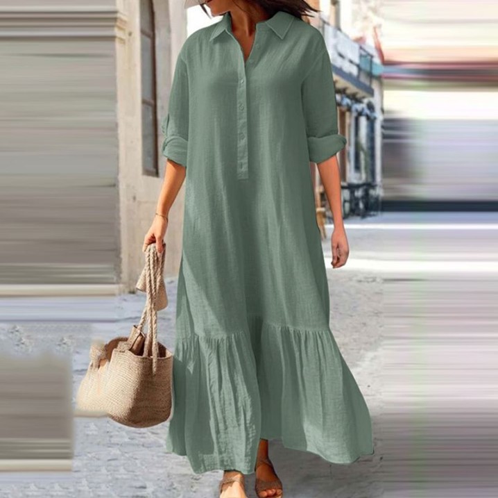 2025 Women's Linen Shirt Dress - Casual Loose Linen Shirt Dress recension och pris