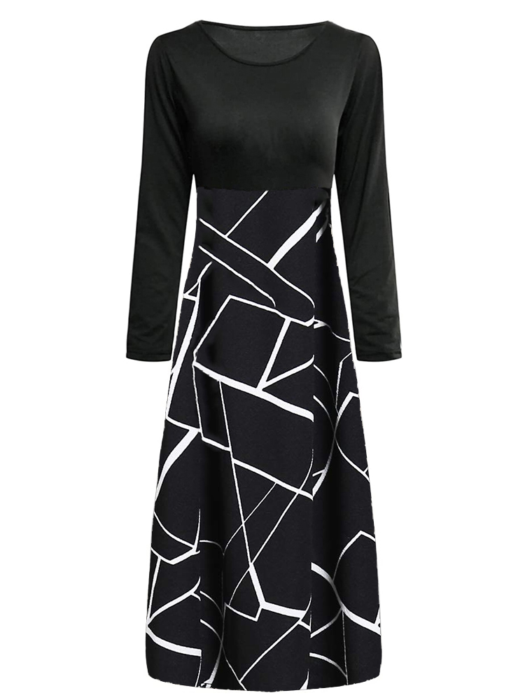 Elegant Black White Simple Pri - French Vintage Floral Midi Dress recension och pris