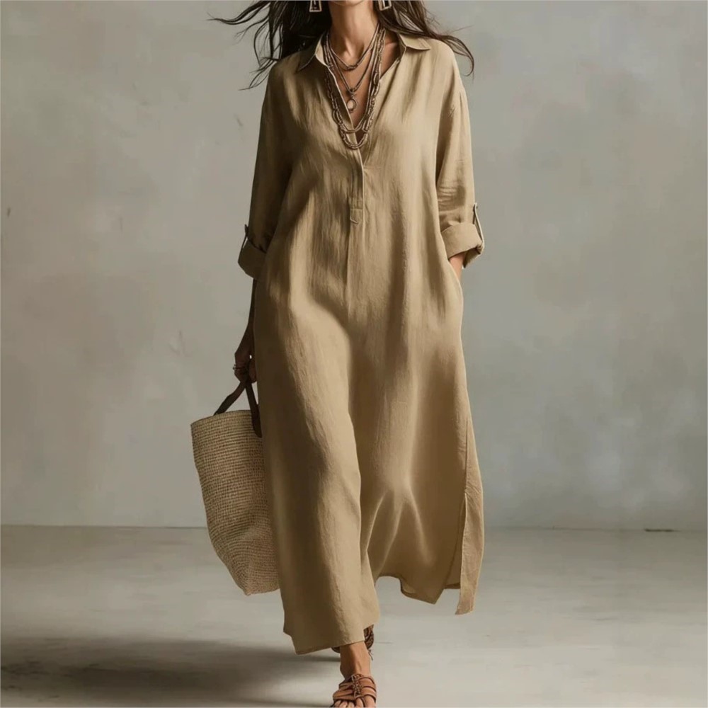 Women Vintage Linen Shirt Dres - Casual Loose Linen Shirt Dress recension och pris