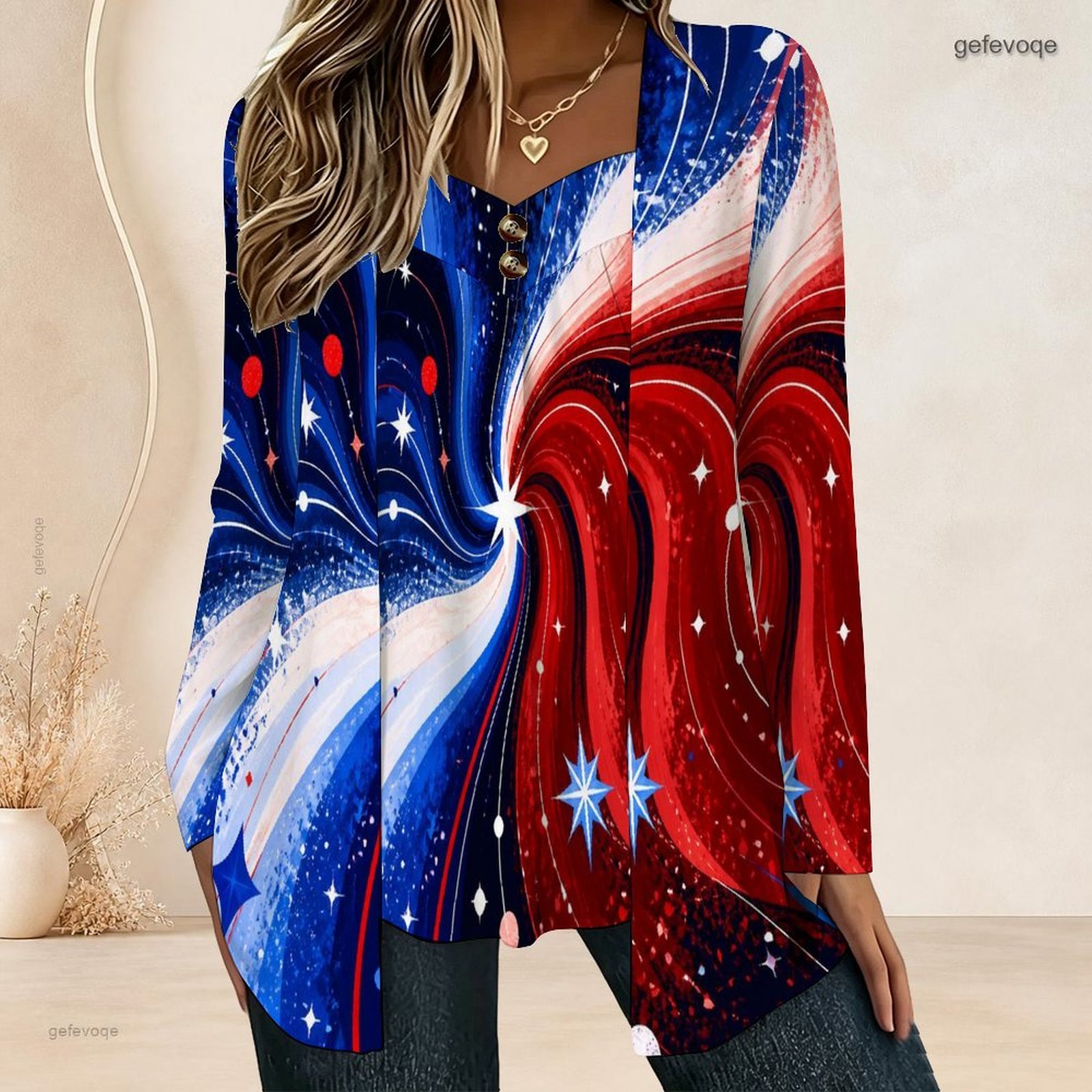 Women Fake Two Piece Long Slee - Blouses recension och pris