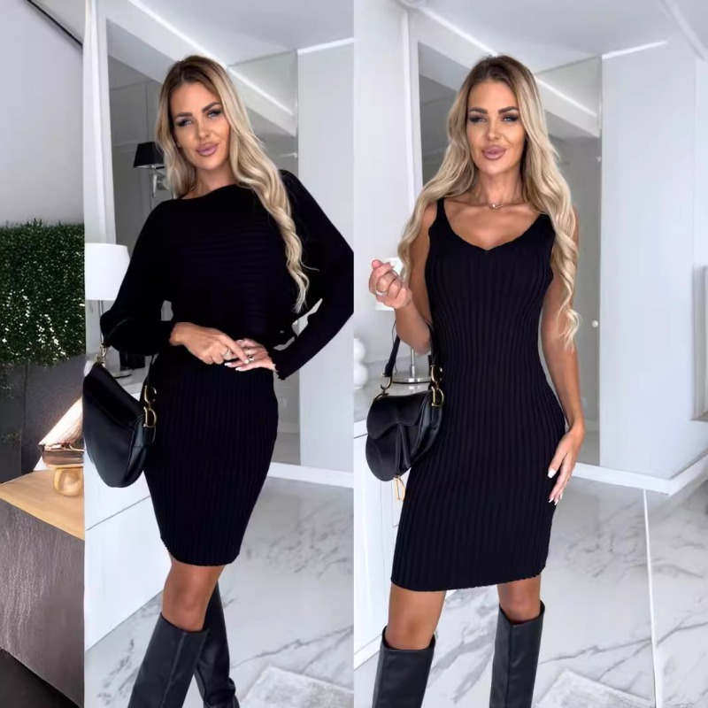 Autumn New Chic Sexy 2 Piece S - Bodycon Long Sleeve Ribbed Dress recension och pris