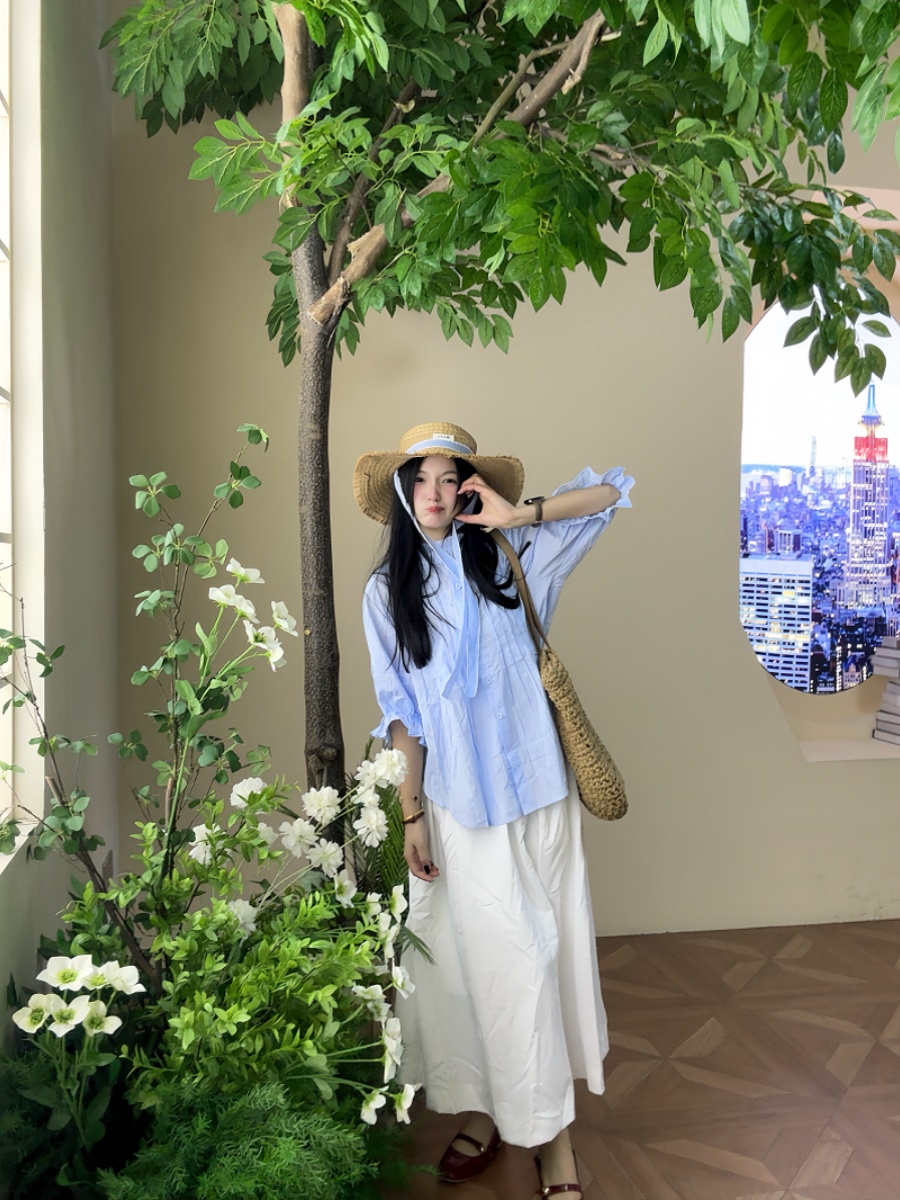 plus Size Women's Blue Bubble  - Korean Style A Line Shirt Dress recension och pris