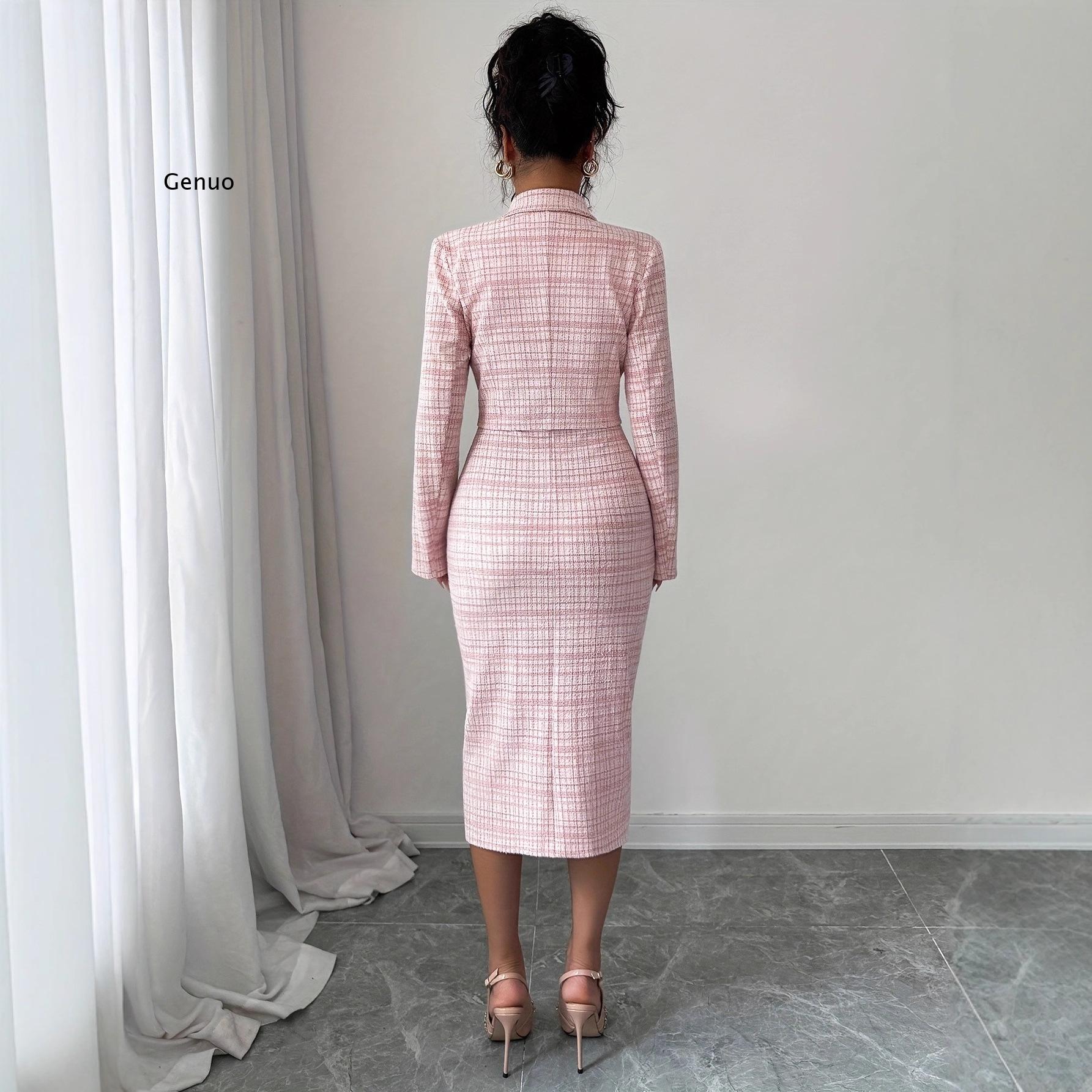 2026 New Women Elegant Tweed T - Tweed Two Piece Blazer Dress recension och pris