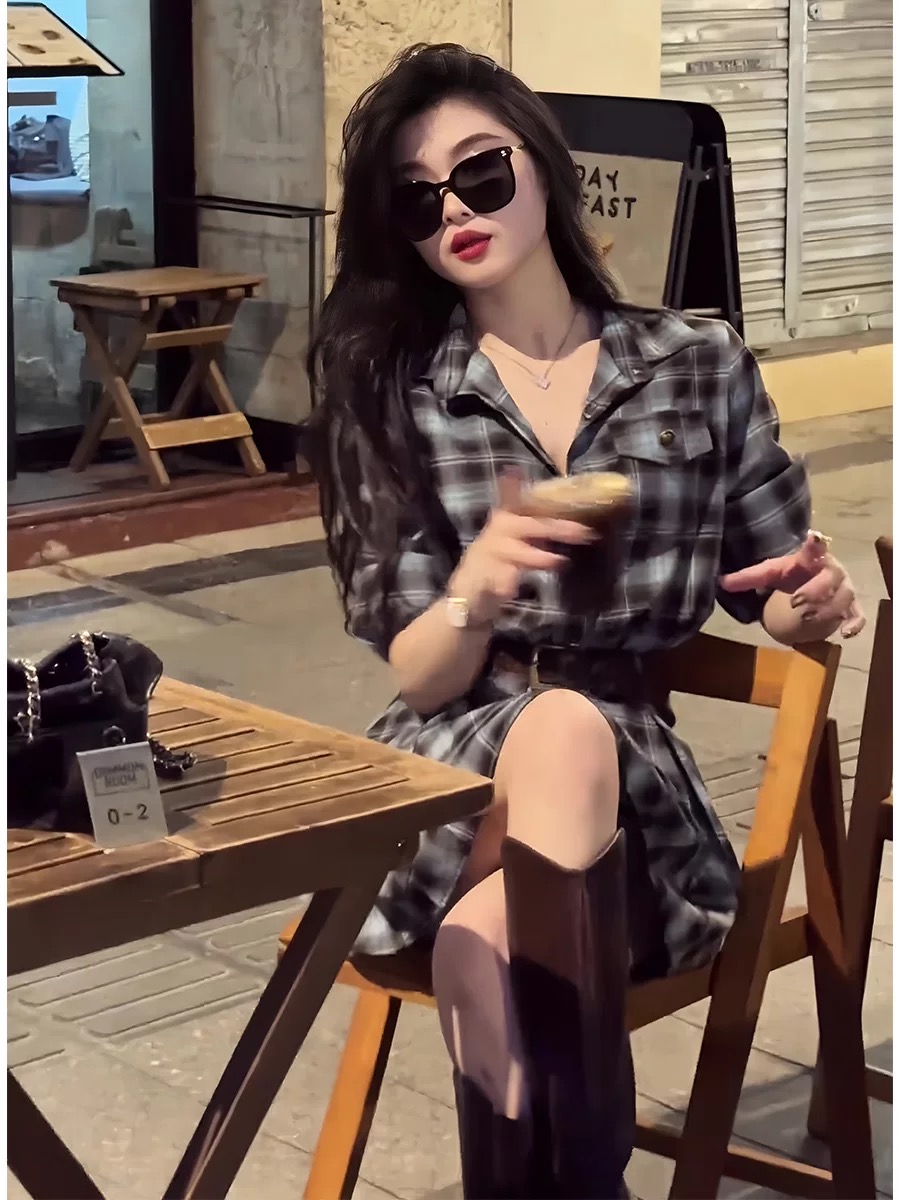 Korean Style Plaid Shirt Dress - Korean Style A Line Shirt Dress recension och pris