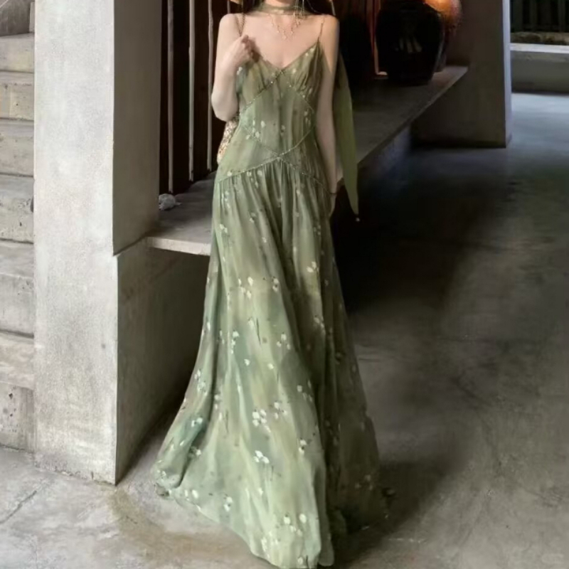 2025 New Vintage Elegant Frenc - French Vintage Floral Midi Dress recension och pris