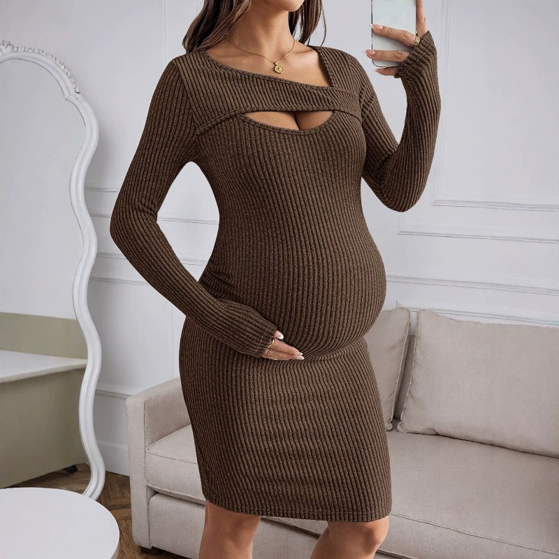 Maternity Clothes Long-sleeved - Bodycon Long Sleeve Ribbed Dress recension och pris