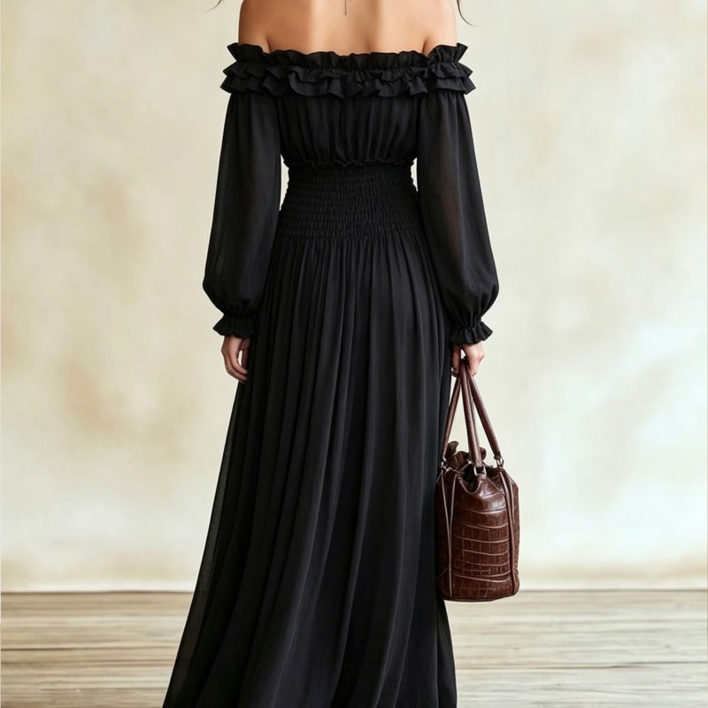 Women Off‑Shoulder Ruffle Maxi - Off Shoulder Puff Sleeve Sundress recension och pris
