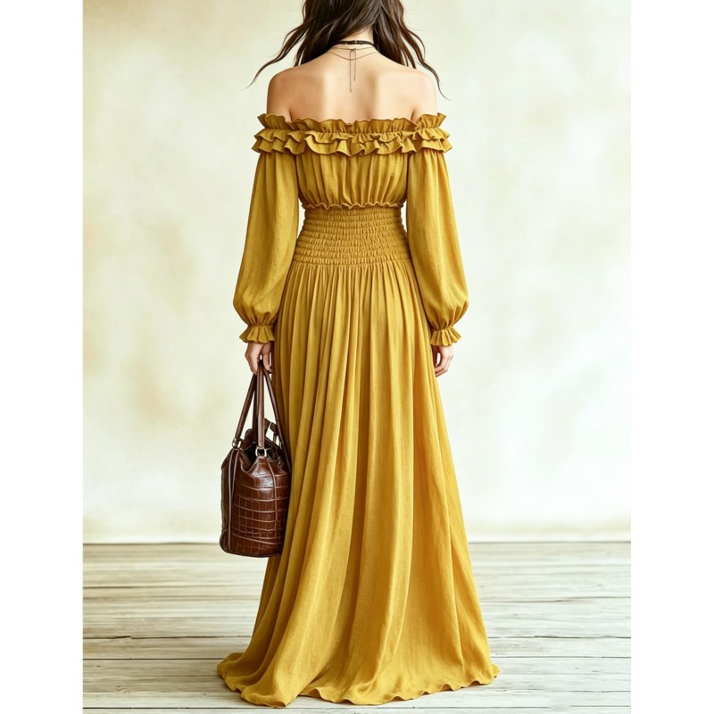 Off Shoulder Fashion Maxi Dres - Off Shoulder Puff Sleeve Sundress recension och pris