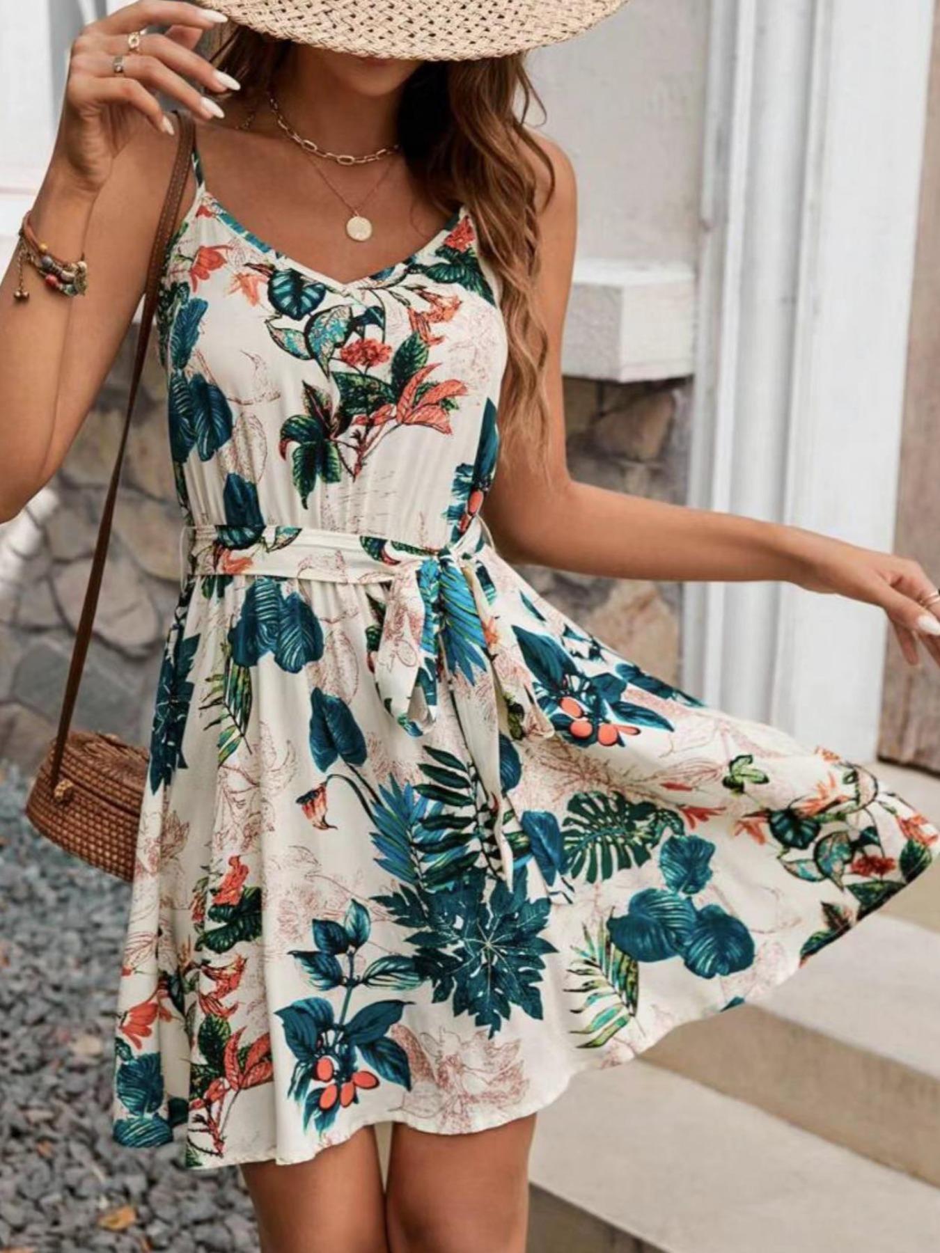 A Bohemian-Style Women's Belt  - French Vintage Floral Midi Dress recension och pris