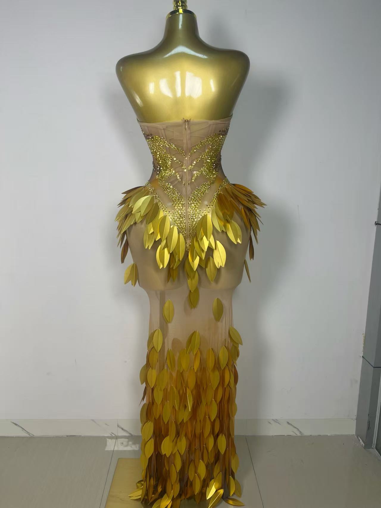 Sparkly Gold Rhinestone Sequin - Sparkly Rhinestone Club Party Dress recension och pris