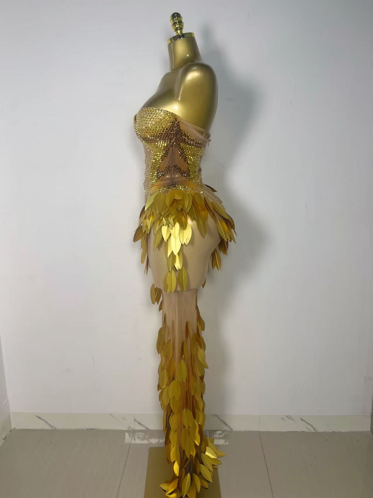 Sparkly Gold Rhinestone Sequin - Sparkly Rhinestone Club Party Dress recension och pris
