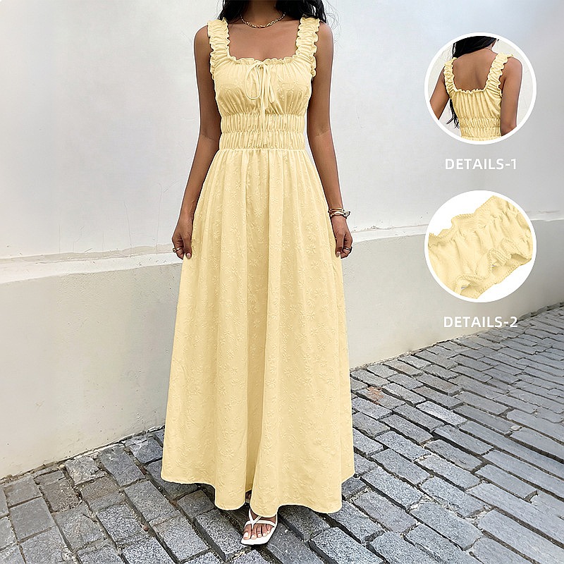 Summer Sleeveless Square Neck  - Boho Summer Beach Maxi Dress recension och pris