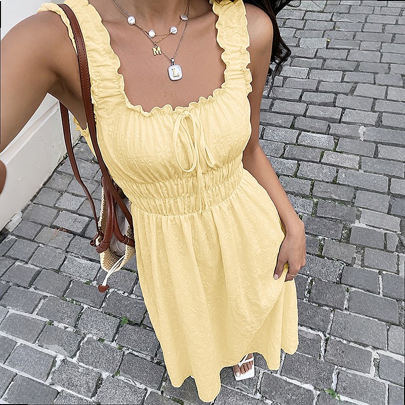 Summer Sleeveless Square Neck  - Boho Summer Beach Maxi Dress recension och pris