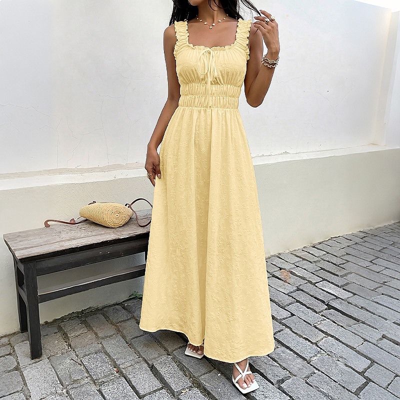 Summer Sleeveless Square Neck  - Boho Summer Beach Maxi Dress recension och pris