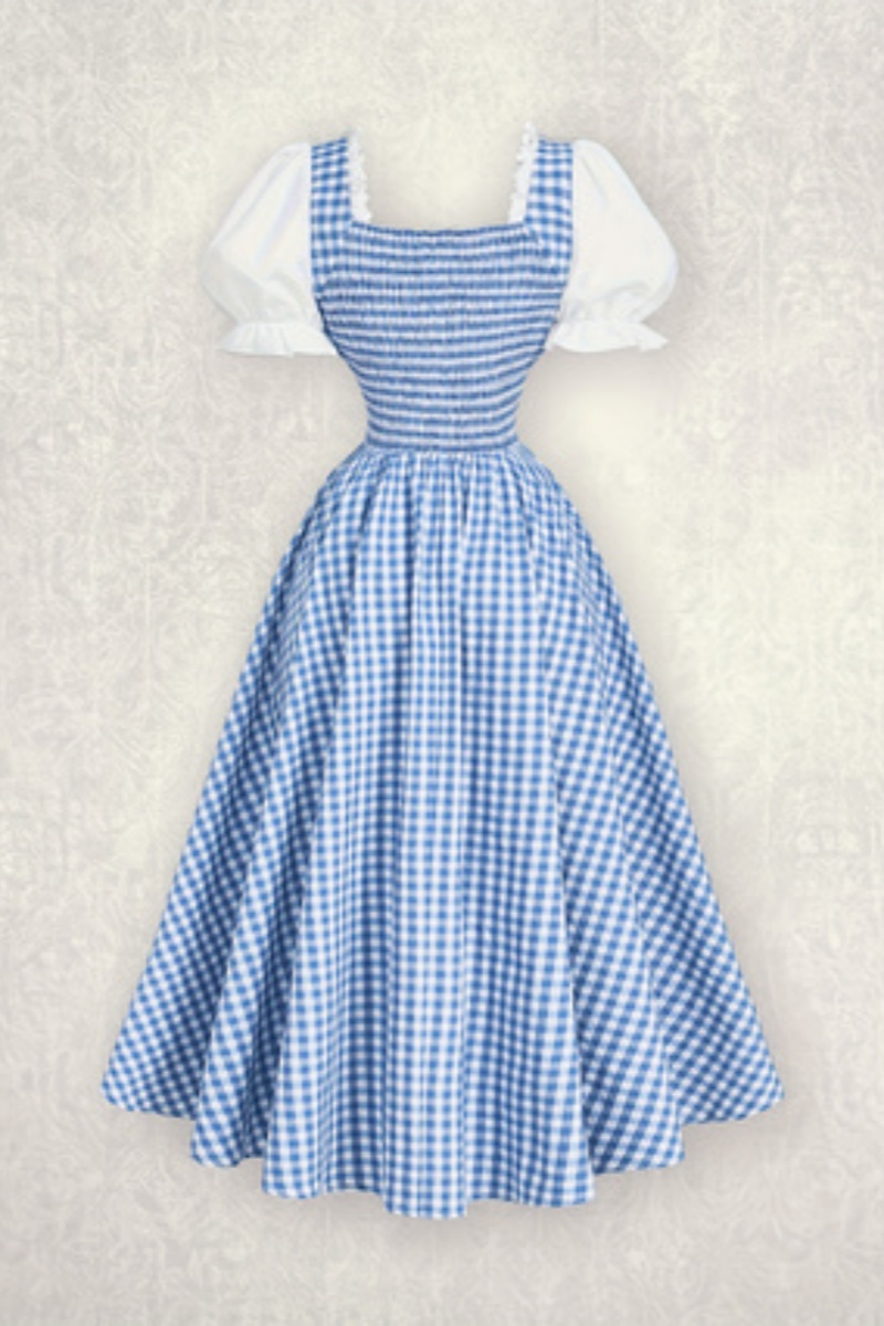 Ladies' Fashion Blue and White - French Vintage Floral Midi Dress recension och pris