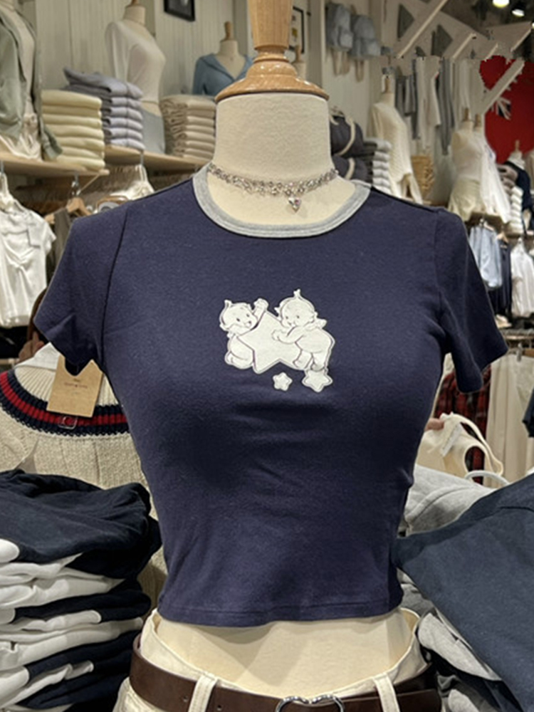 Angel Baby Graphic Slim T-shir - Y2K Graphic Baby Tee Crop recension och pris