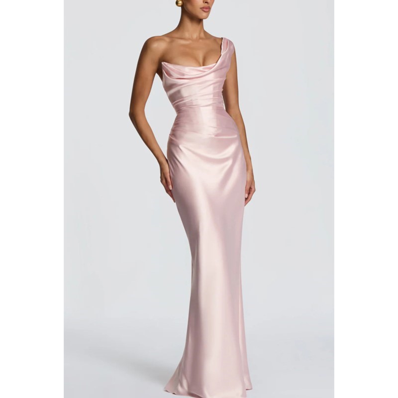 Sexy Slim Satin Dress Elegant  - Elegant Satin Evening Gown Split recension och pris