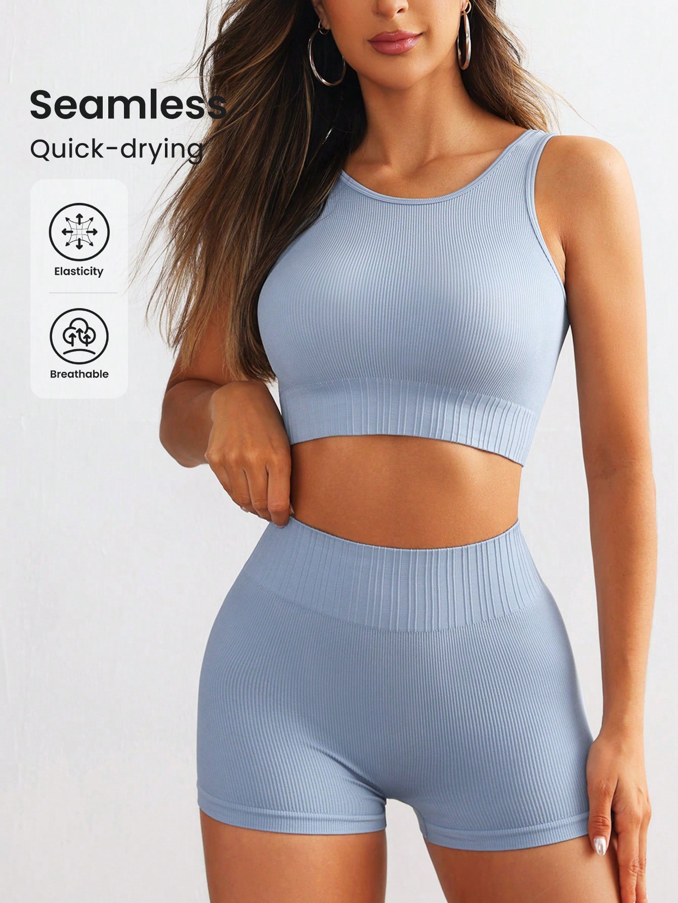 Women Seamless Ribbed Yoga Set - Seamless Ribbed Workout Tank Top recension och pris