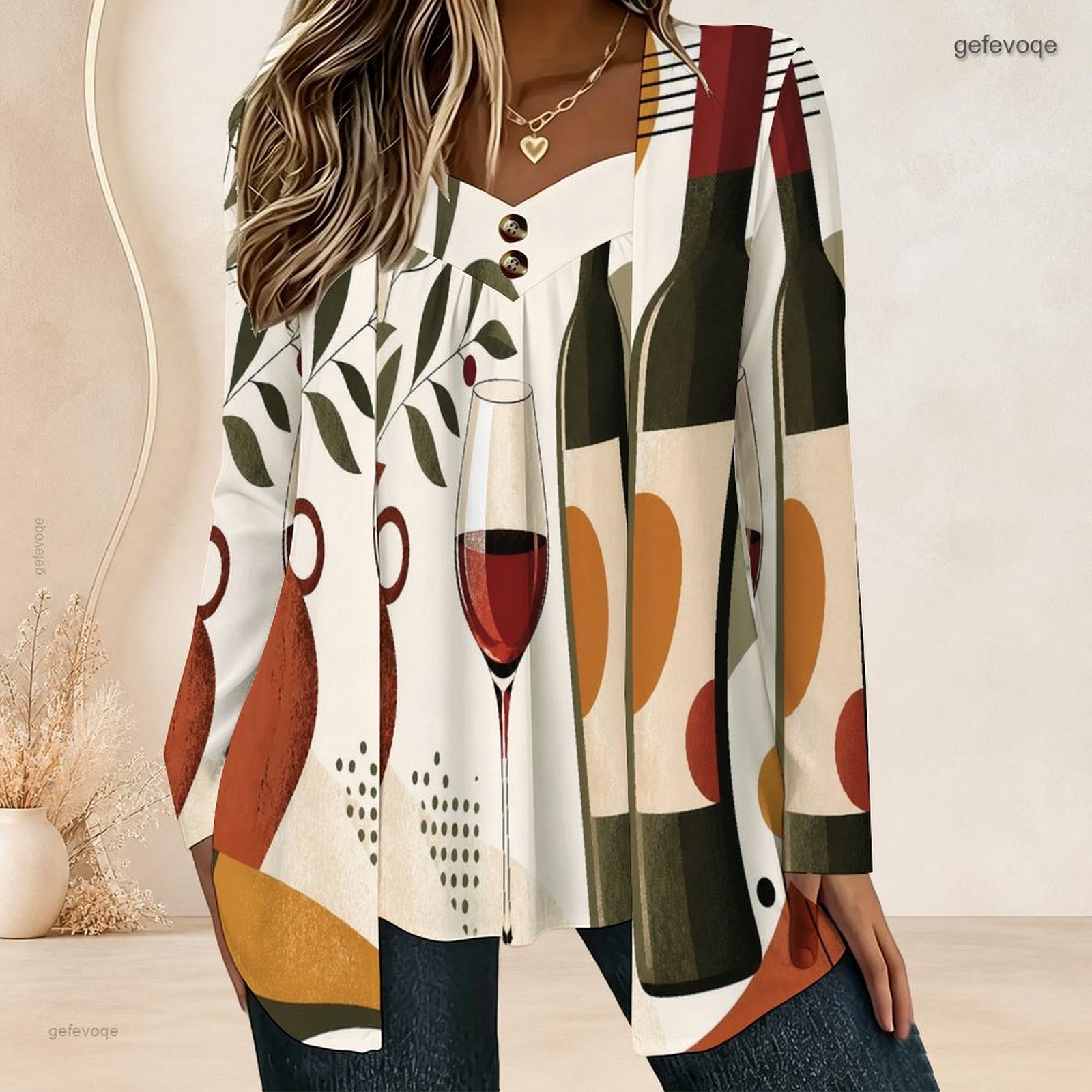 Women Fake Two Piece Long Slee - Blouses recension och pris