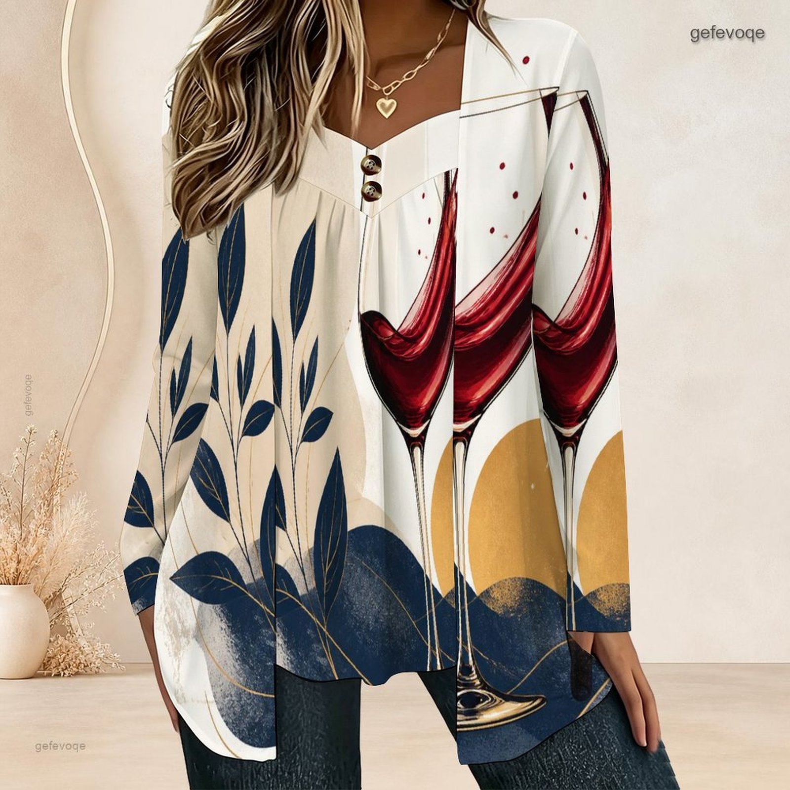 Women Fake Two Piece Long Slee - Blouses recension och pris