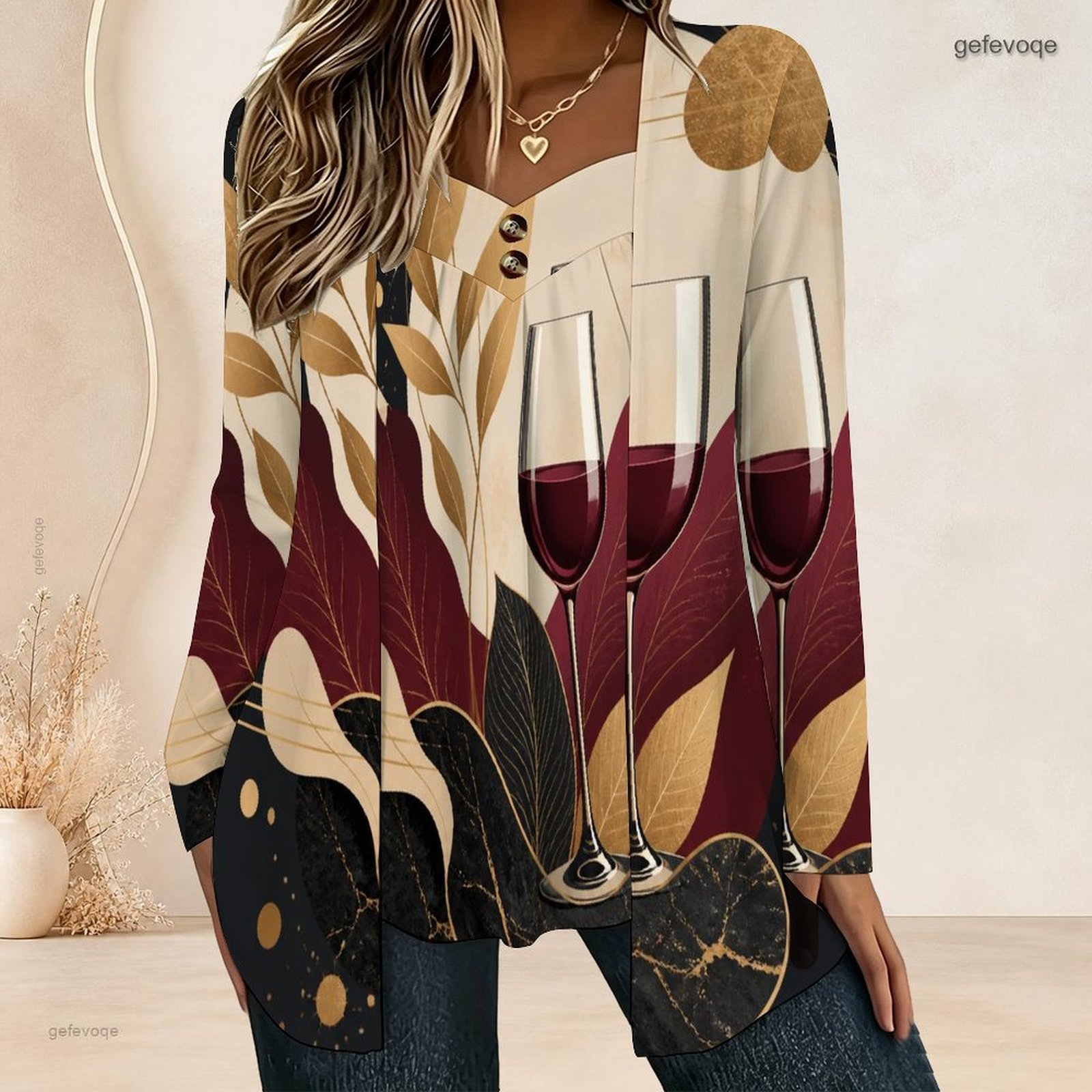 Women Fake Two Piece Long Slee - Blouses recension och pris